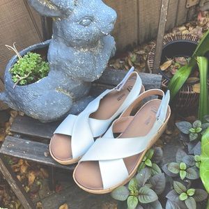 Clarks leather white Velcro adjustable wedges! Brand New, comfort cushion